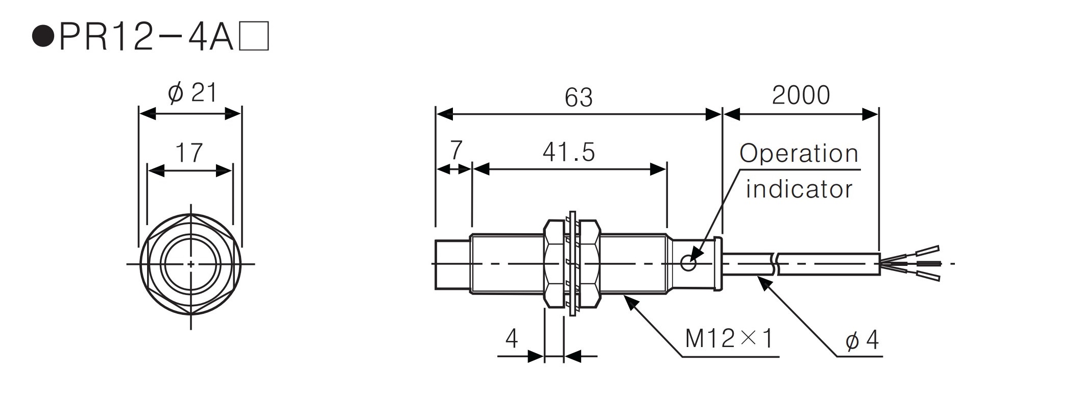 ابعاد سنسور PR12 آتونیکس