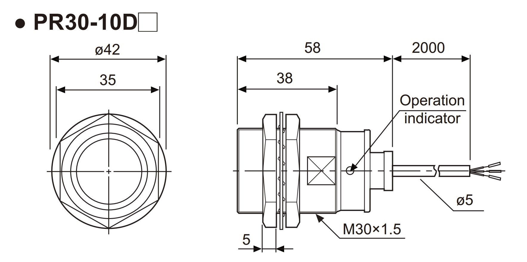 ابعاد سنسور PR30-10DN آتونیکس