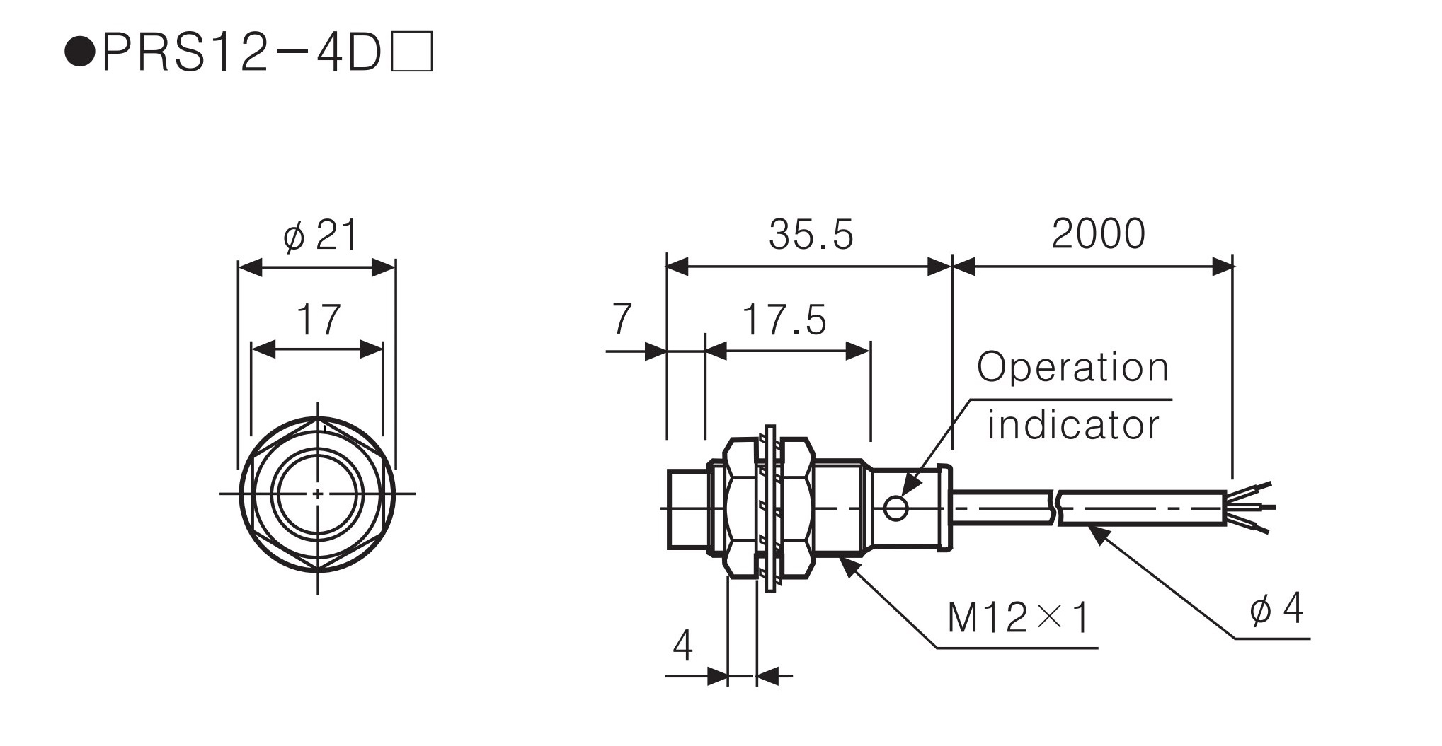 ابعاد سنسور PR12 آتونیکس